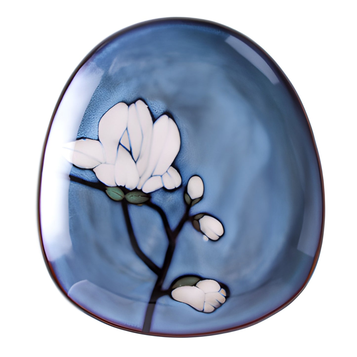 Mitternachts-Magnolien Keramik-Ovalteller (2er-Set)