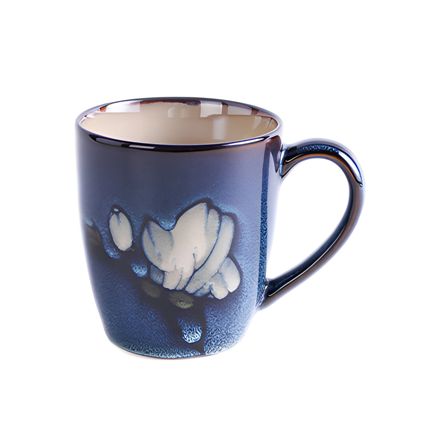 Mitternachts-Magnolien Keramik-Kaffeetasse & Teller (2er-Set)