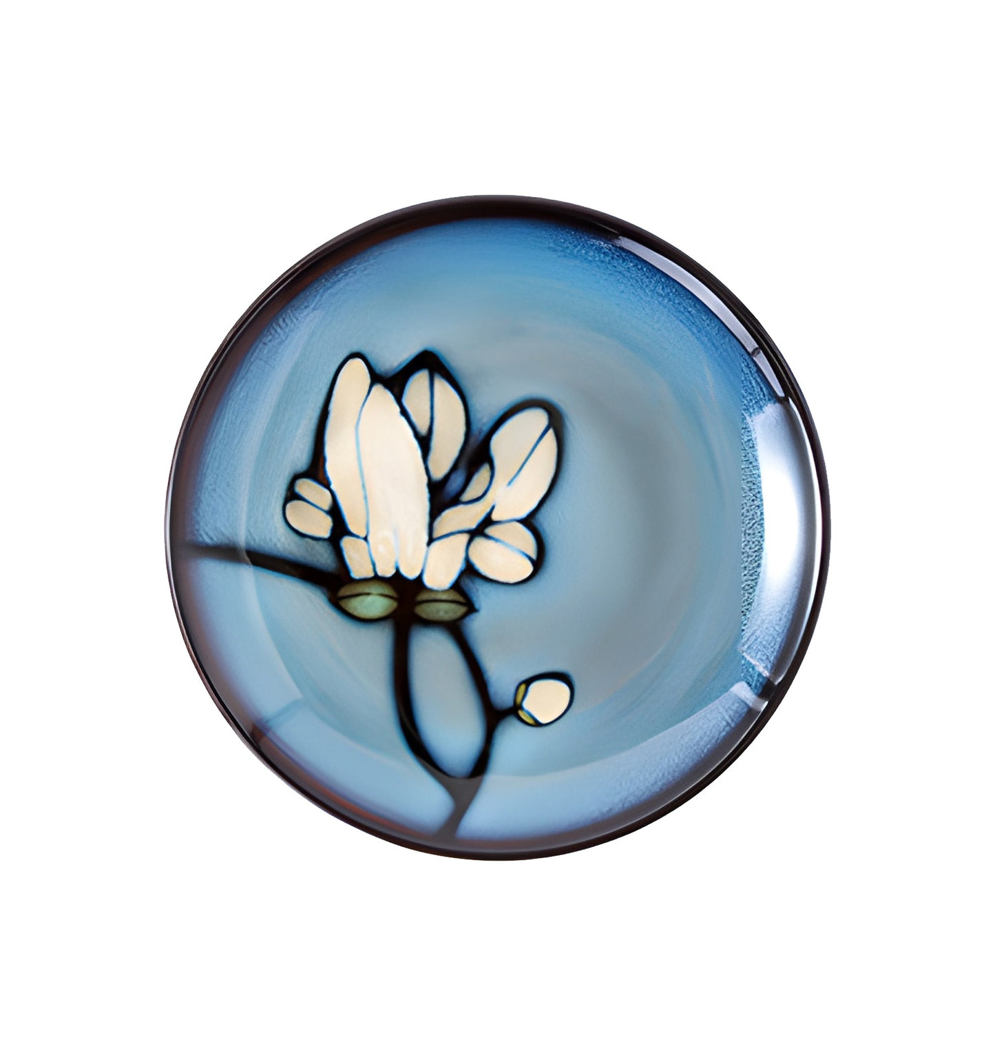 Mitternachts-Magnolien Keramik-Kaffeetasse & Teller (2er-Set)