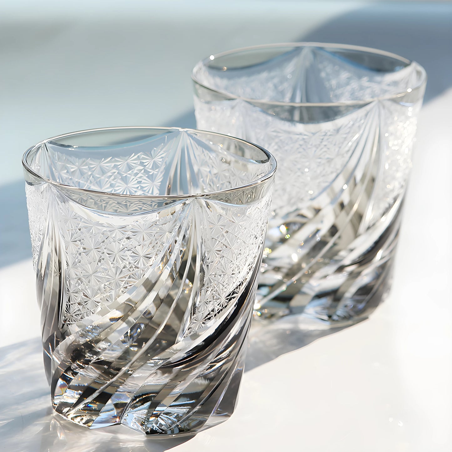 Edo Kiriko Hand-Blown Twisted Crystal Tumbler