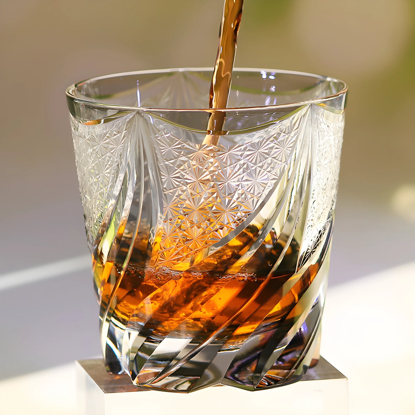 Edo Kiriko Hand-Blown Twisted Crystal Tumbler