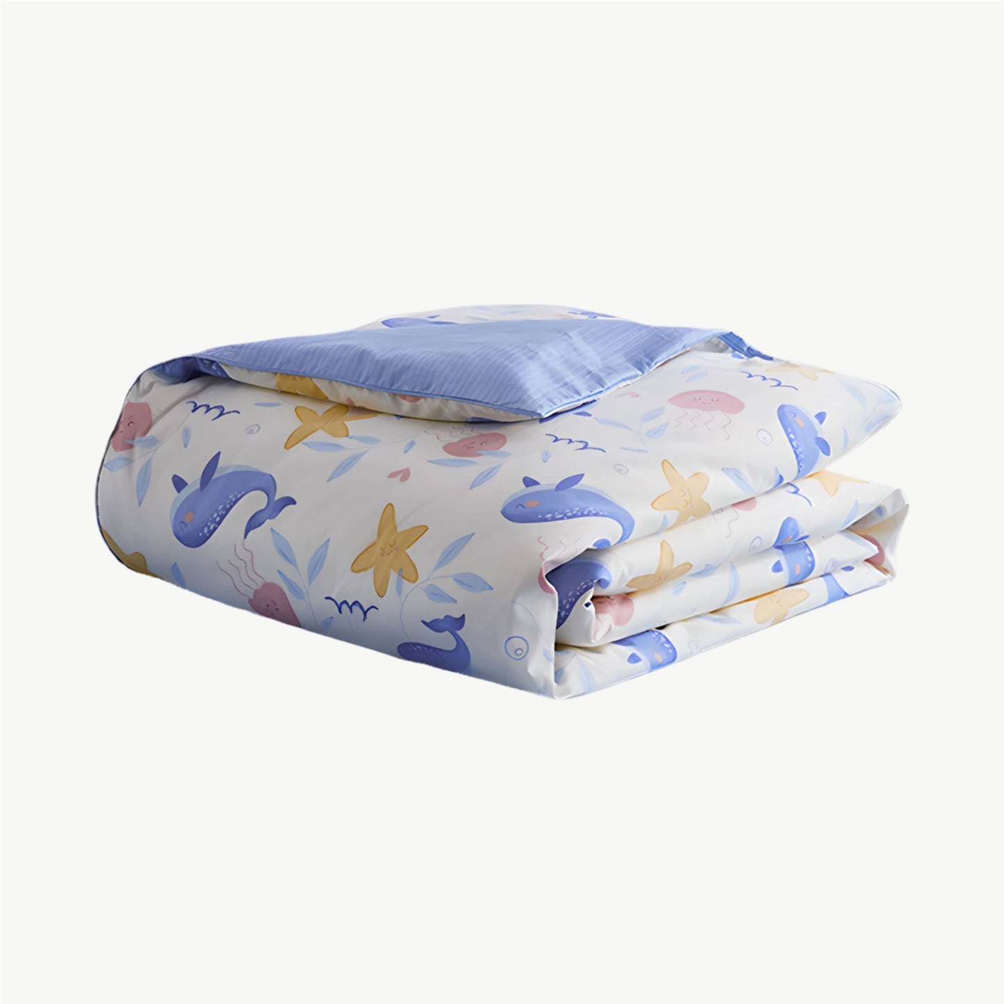 Kinder-Tussah-Seidenbettdecke – Design „Meeresfreunde“